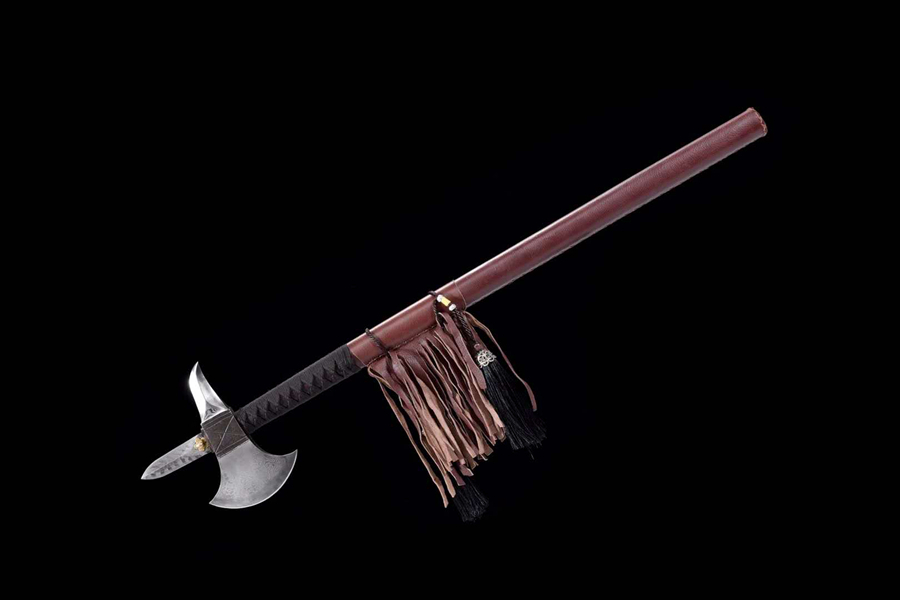 三色铜“青龙刀盘”武士刀（黑檀