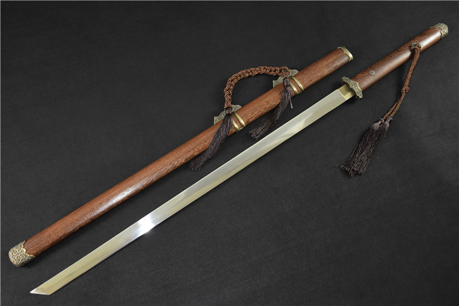 三色铜“青龙刀盘”武士刀（黑檀
