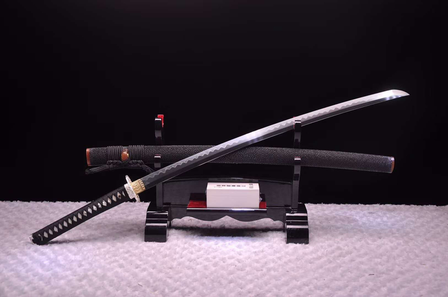 三色铜“青龙刀盘”武士刀（黑檀