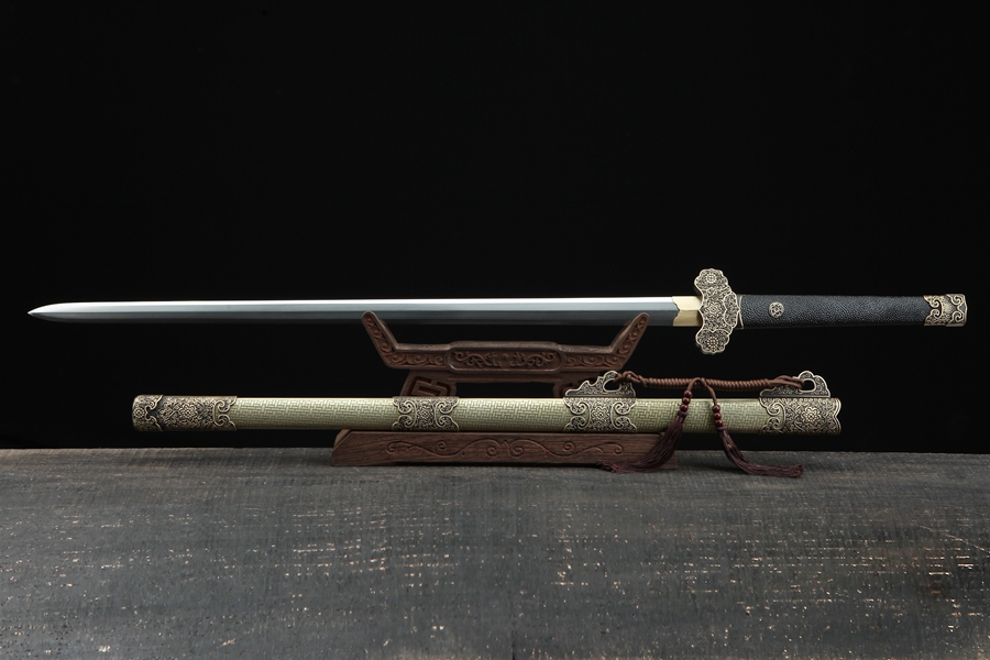 三色铜“青龙刀盘”武士刀（黑檀