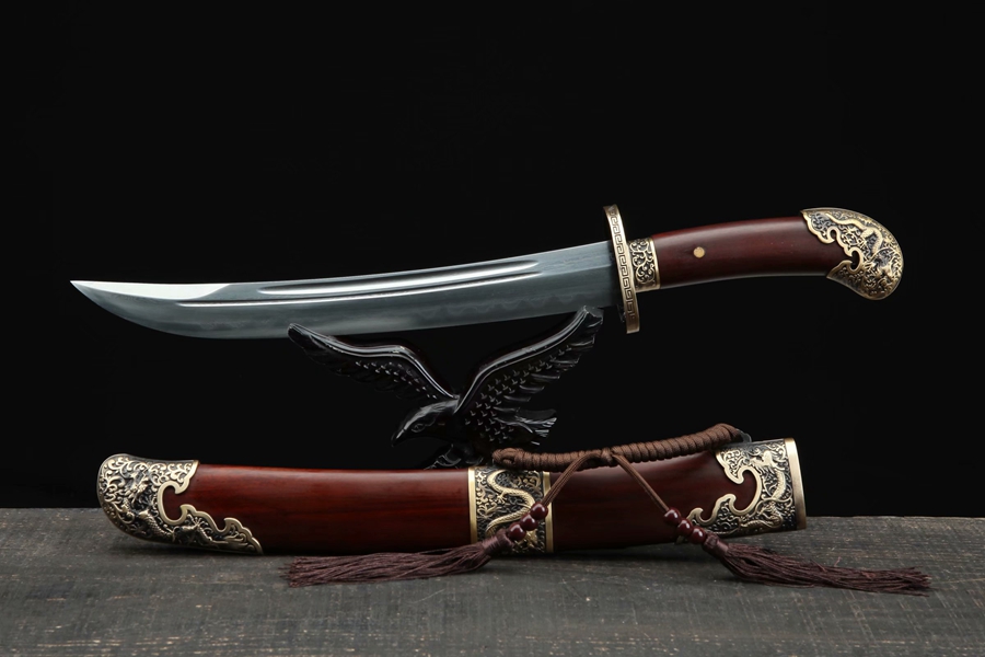 三色铜“青龙刀盘”武士刀（黑檀