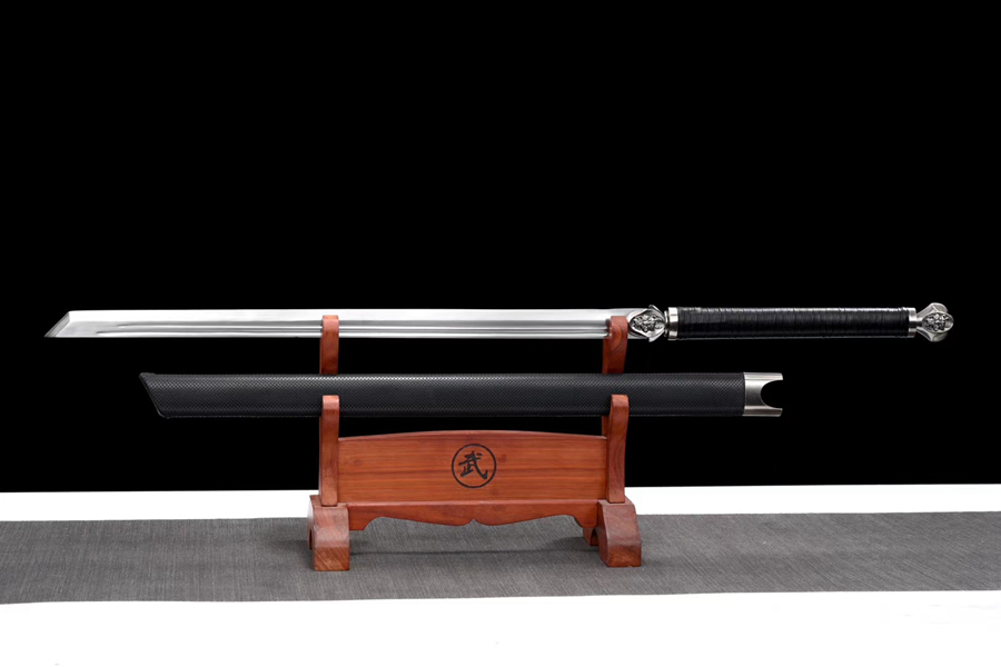 三色铜“青龙刀盘”武士刀（黑檀