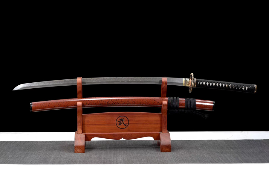 三色铜“青龙刀盘”武士刀（黑檀