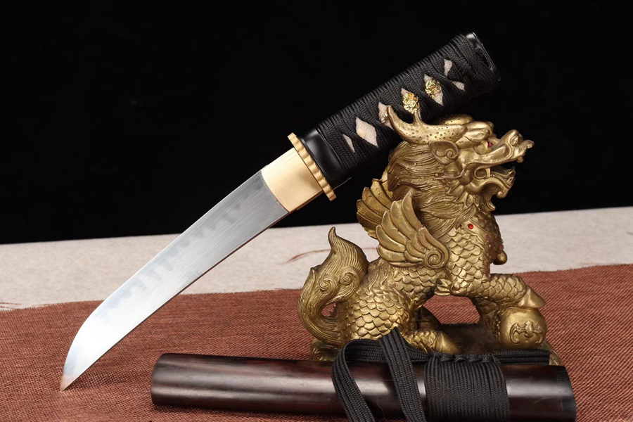 三色铜“青龙刀盘”武士刀（黑檀