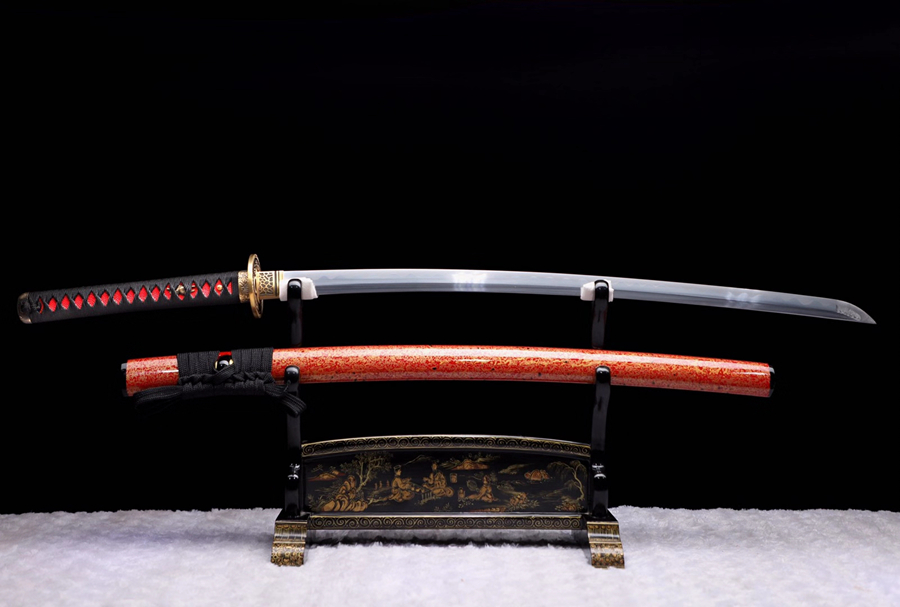 三色铜“青龙刀盘”武士刀（黑檀