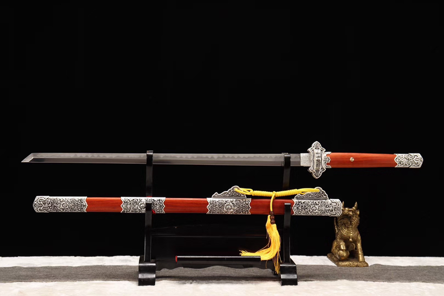 三色铜“青龙刀盘”武士刀（黑檀