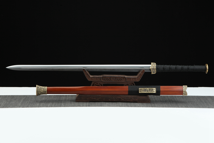 三色铜“青龙刀盘”武士刀（黑檀