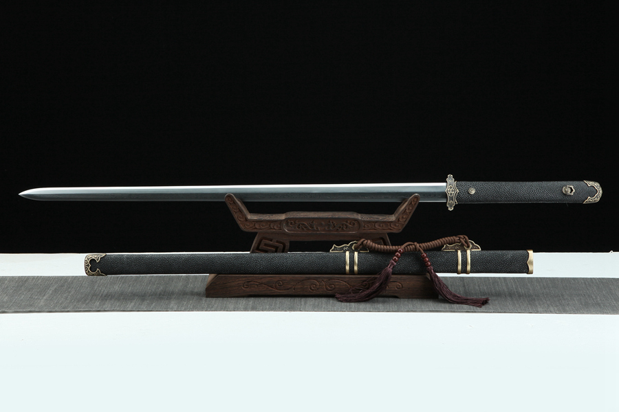 三色铜“青龙刀盘”武士刀（黑檀