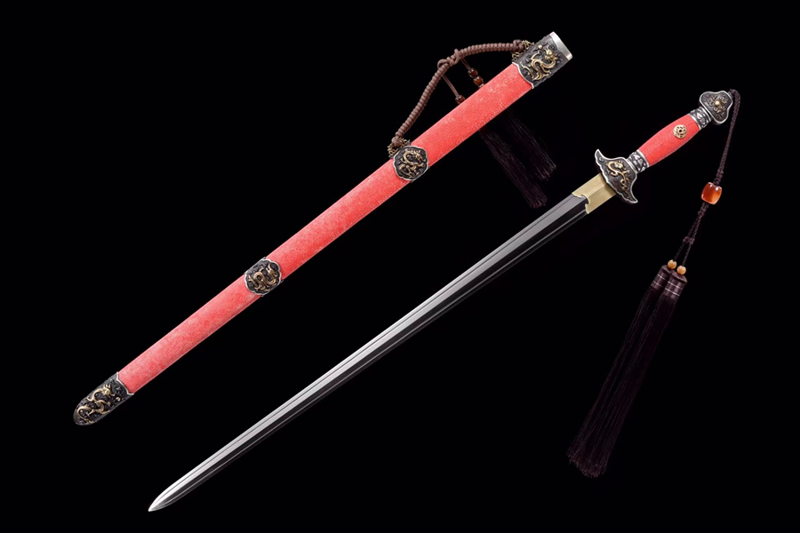 三色铜“青龙刀盘”武士刀（黑檀