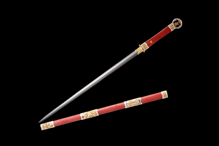 三色铜“青龙刀盘”武士刀（黑檀