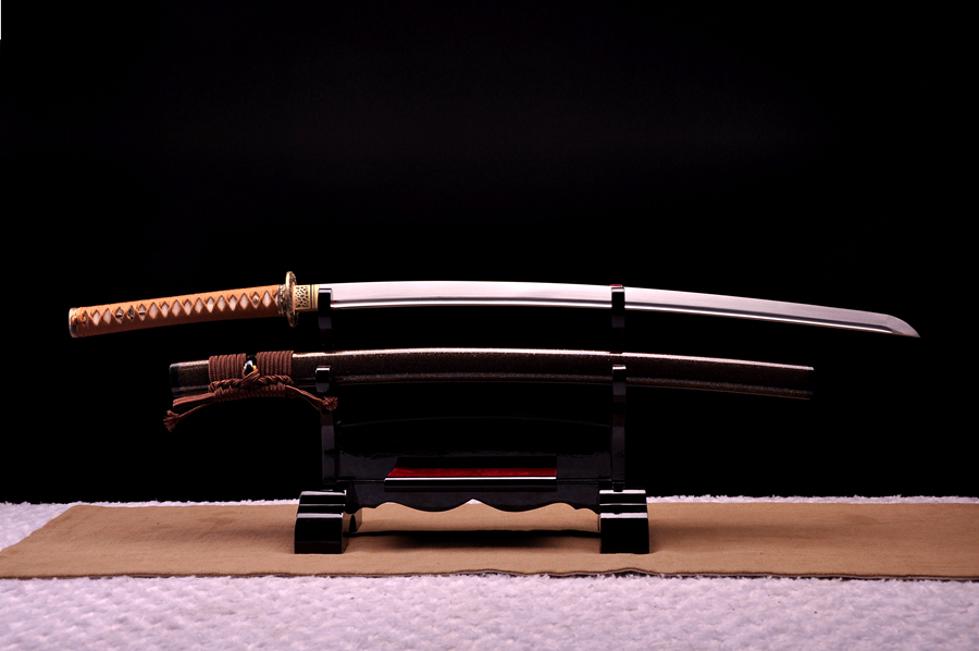 三色铜“青龙刀盘”武士刀（黑檀