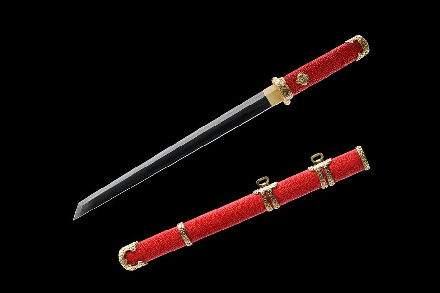 三色铜“青龙刀盘”武士刀（黑檀