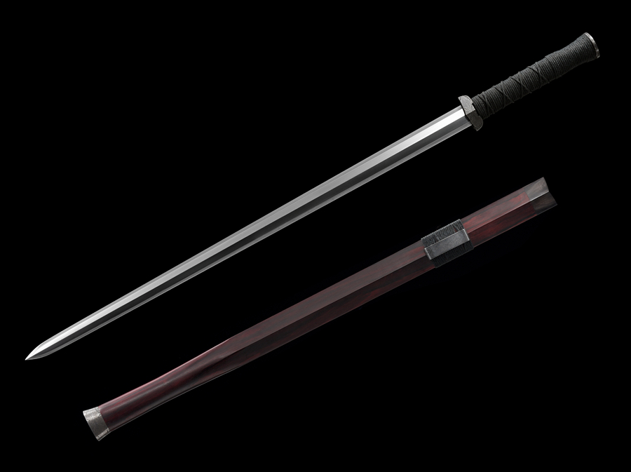 三色铜“青龙刀盘”武士刀（黑檀