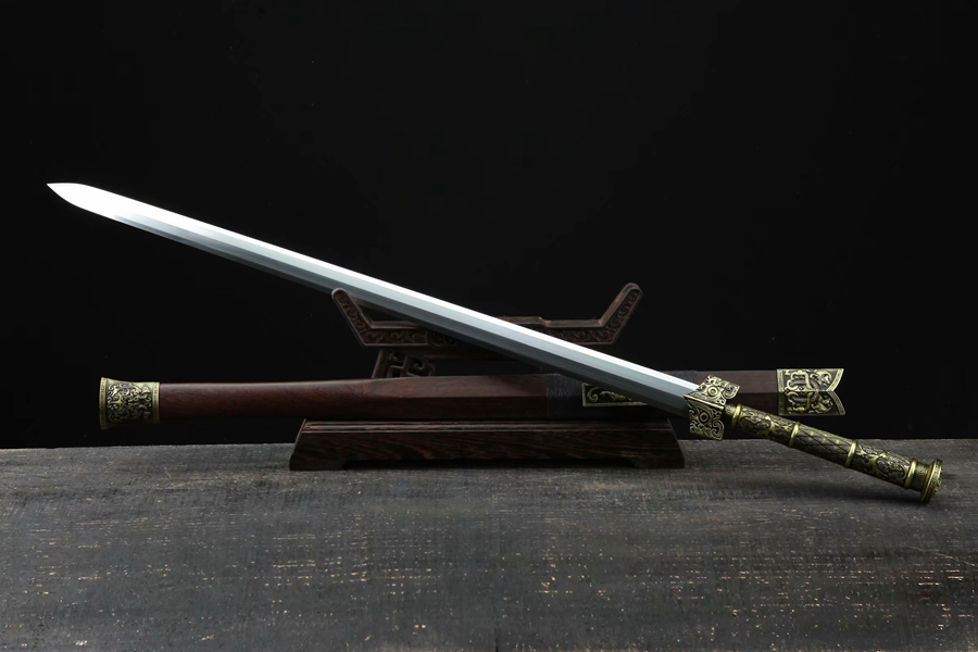 三色铜“青龙刀盘”武士刀（黑檀