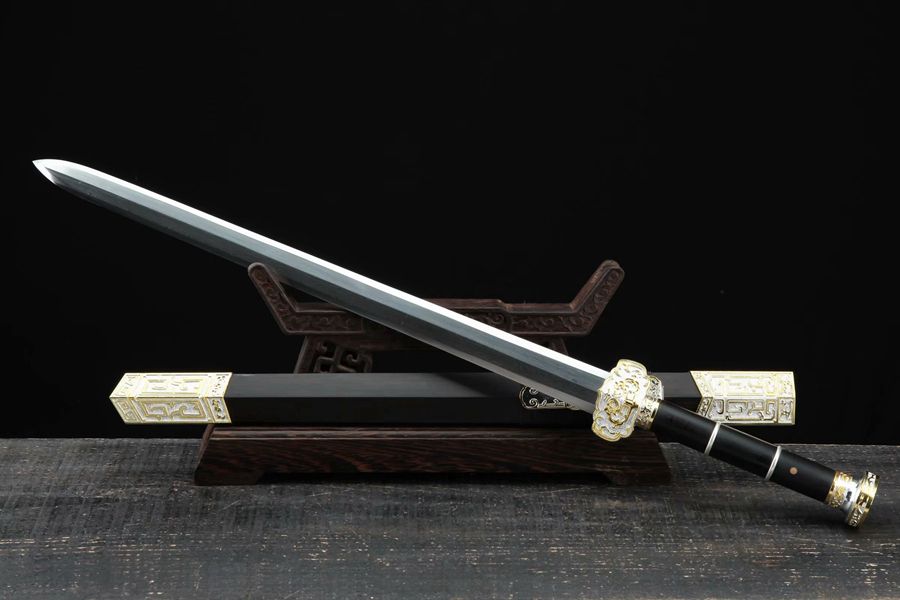 三色铜“青龙刀盘”武士刀（黑檀
