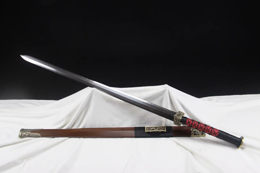 三色铜“青龙刀盘”武士刀（黑檀