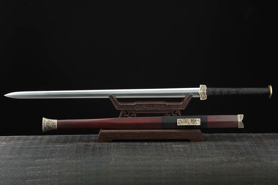 三色铜“青龙刀盘”武士刀（黑檀
