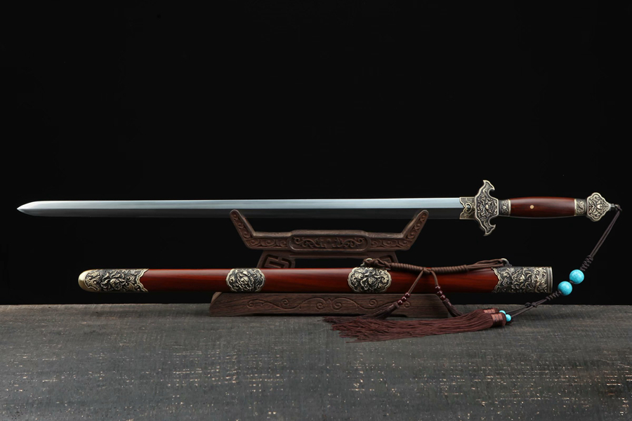三色铜“青龙刀盘”武士刀（黑檀