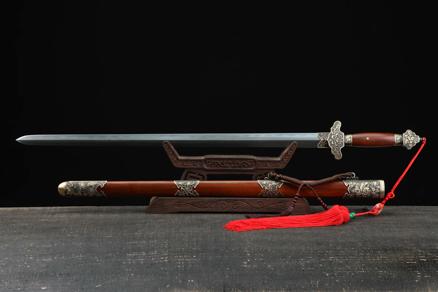 三色铜“青龙刀盘”武士刀（黑檀