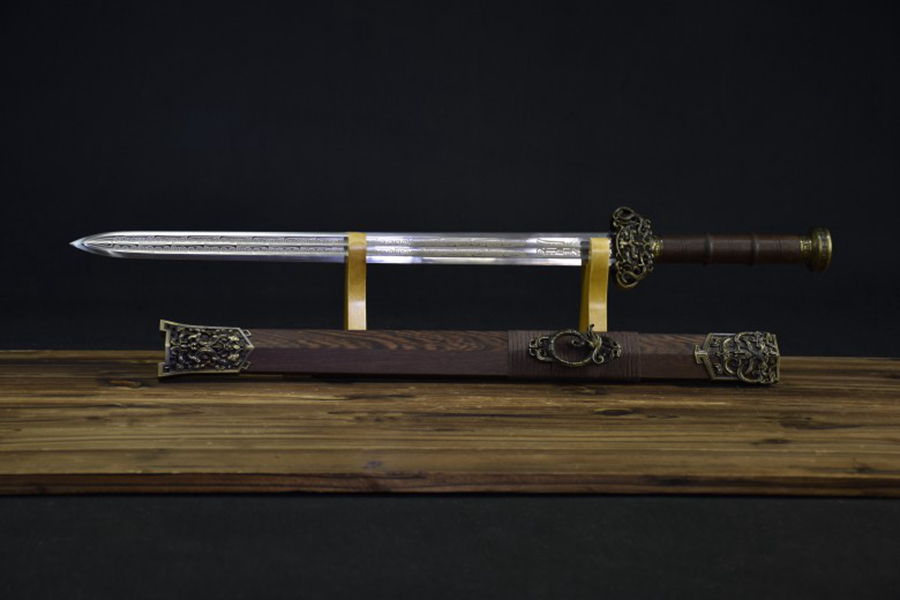 三色铜“青龙刀盘”武士刀（黑檀