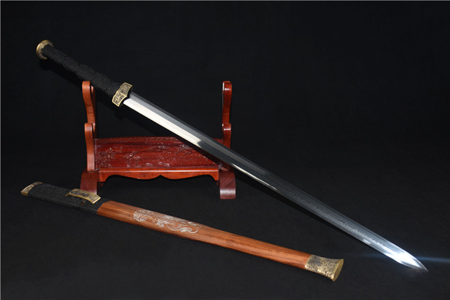 三色铜“青龙刀盘”武士刀（黑檀