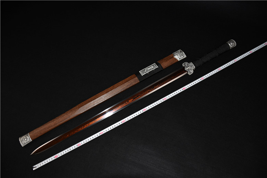 三色铜“青龙刀盘”武士刀（黑檀