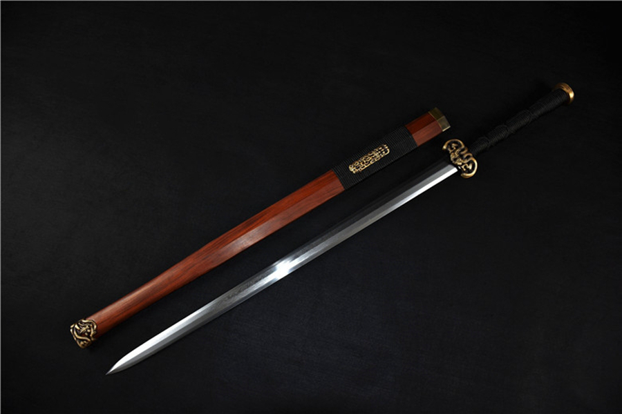 三色铜“青龙刀盘”武士刀（黑檀