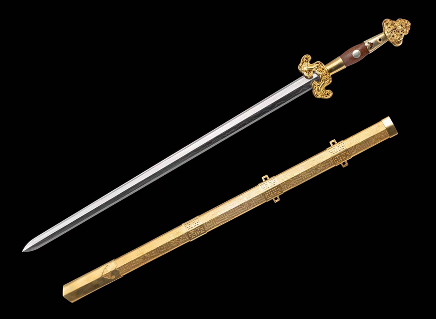 三色铜“青龙刀盘”武士刀（黑檀