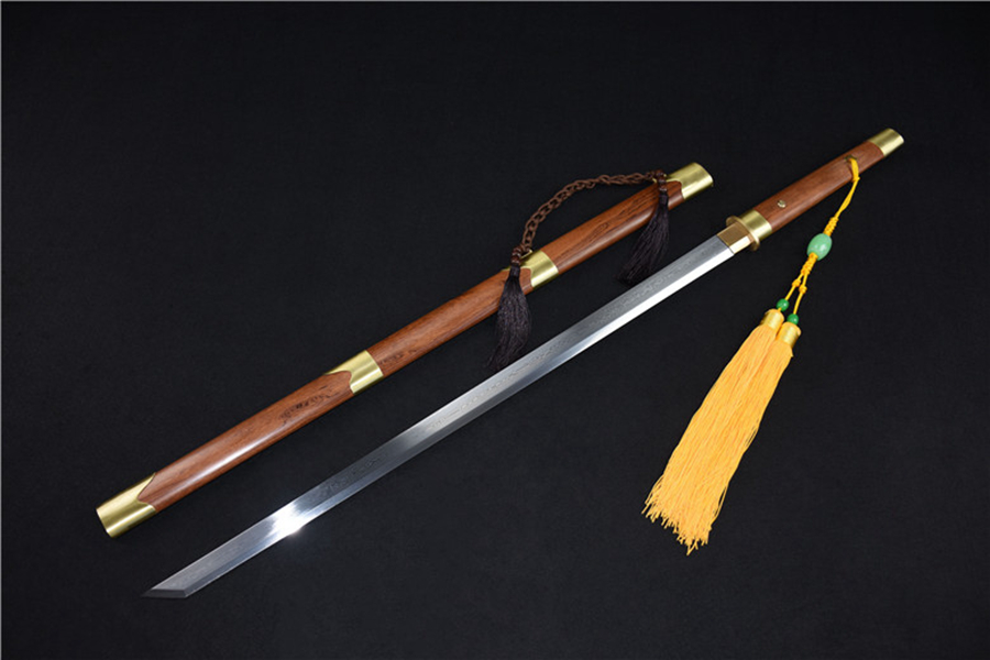 三色铜“青龙刀盘”武士刀（黑檀