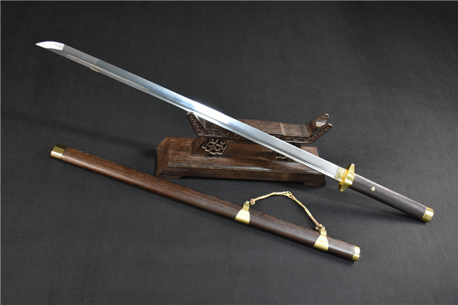 三色铜“青龙刀盘”武士刀（黑檀