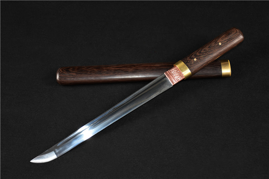 三色铜“青龙刀盘”武士刀（黑檀