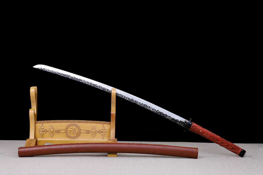 三色铜“青龙刀盘”武士刀（黑檀