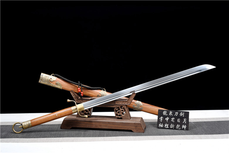三色铜“青龙刀盘”武士刀（黑檀