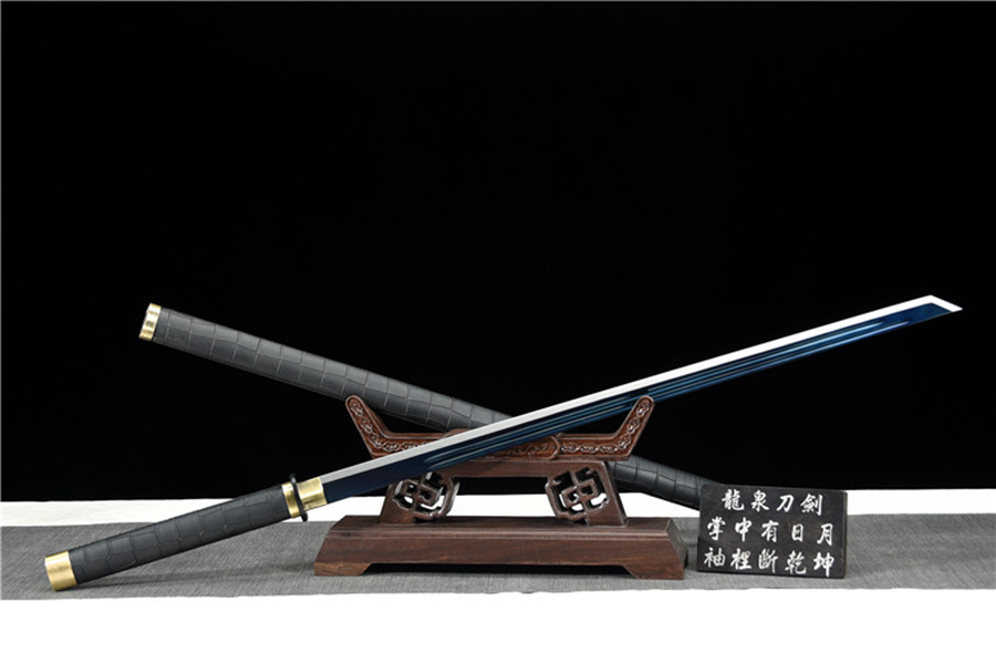 三色铜“青龙刀盘”武士刀（黑檀