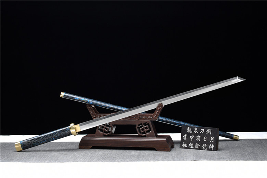 三色铜“青龙刀盘”武士刀（黑檀