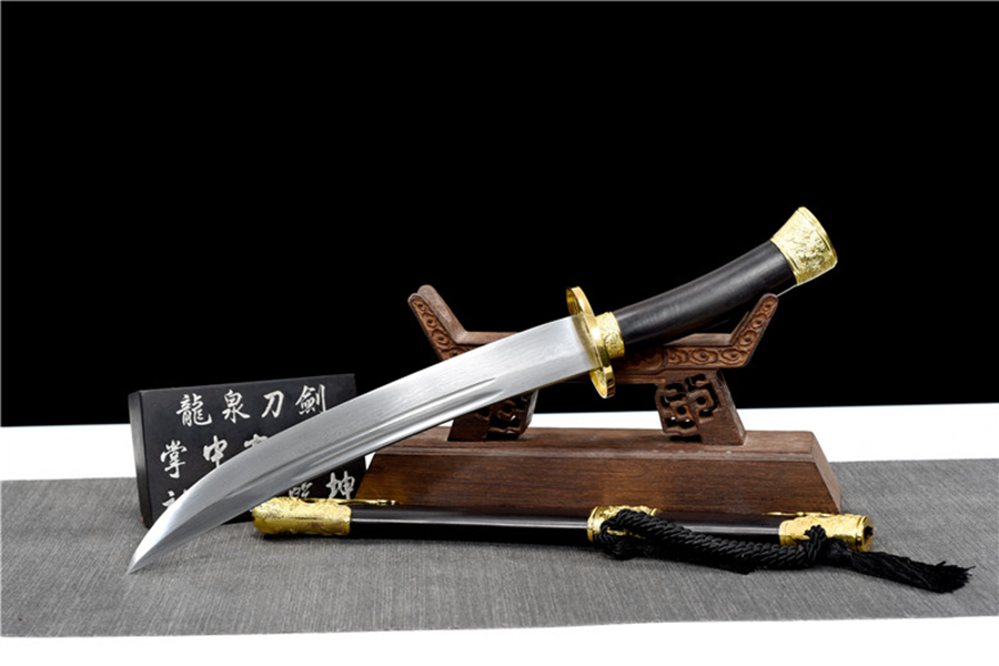 三色铜“青龙刀盘”武士刀（黑檀