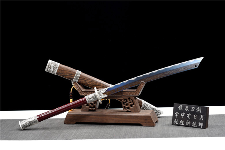 三色铜“青龙刀盘”武士刀（黑檀