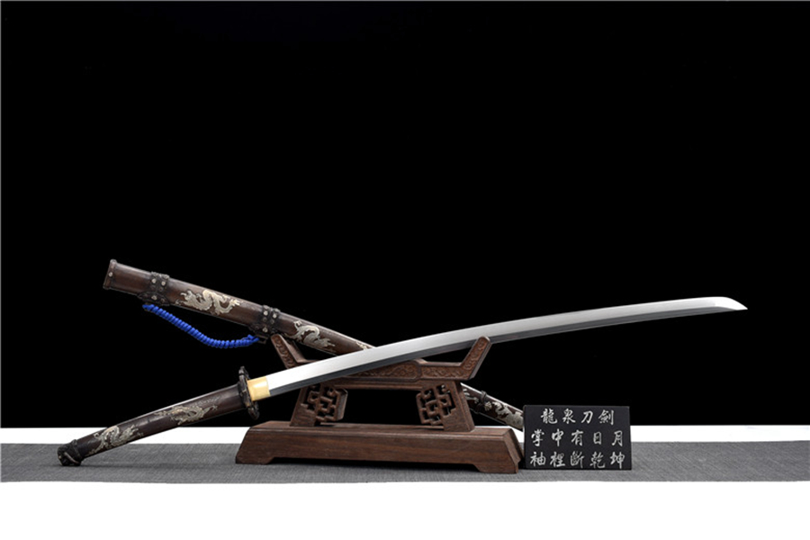 三色铜“青龙刀盘”武士刀（黑檀