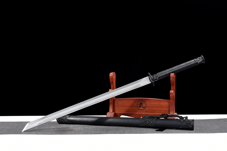 三色铜“青龙刀盘”武士刀（黑檀