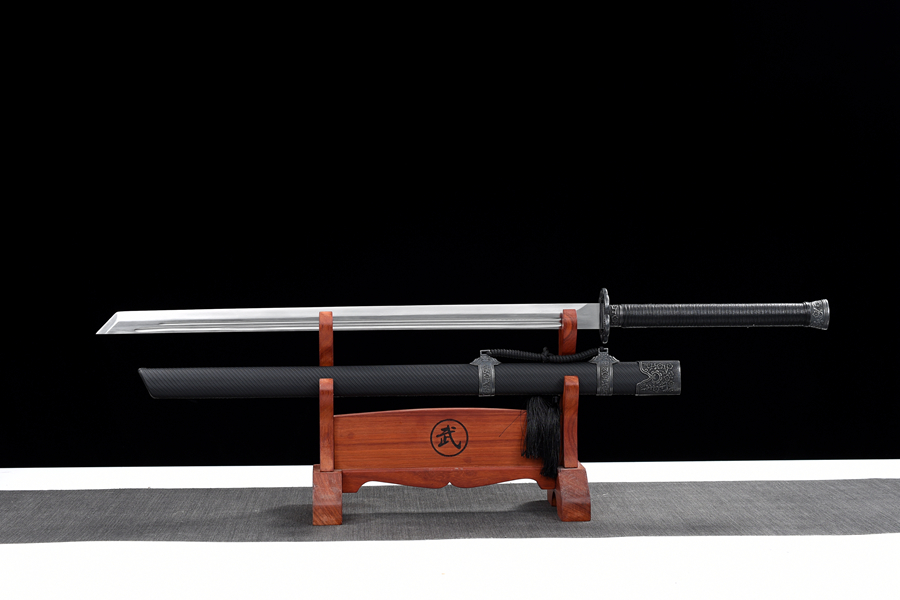 三色铜“青龙刀盘”武士刀（黑檀