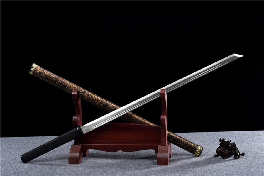 三色铜“青龙刀盘”武士刀（黑檀