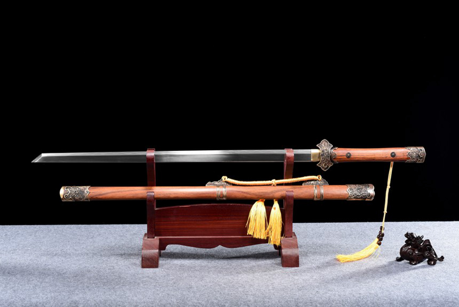 三色铜“青龙刀盘”武士刀（黑檀