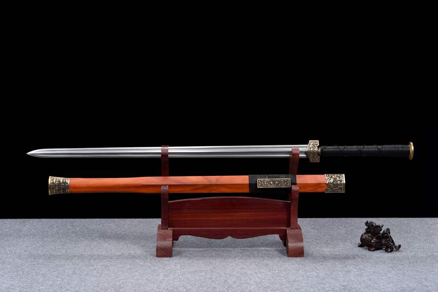 三色铜“青龙刀盘”武士刀（黑檀