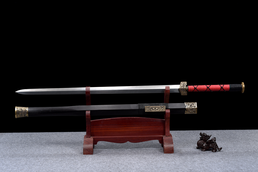 三色铜“青龙刀盘”武士刀（黑檀