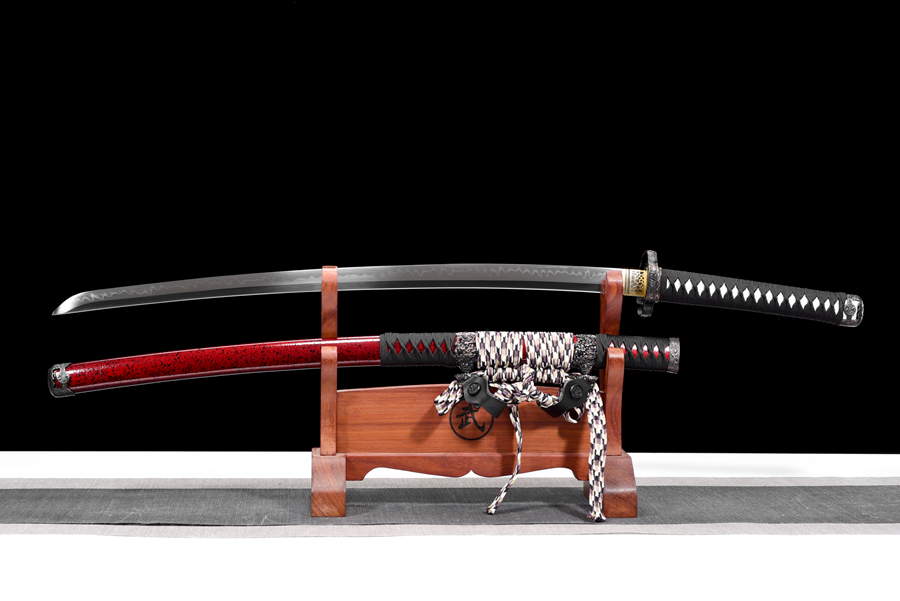 三色铜“青龙刀盘”武士刀（黑檀
