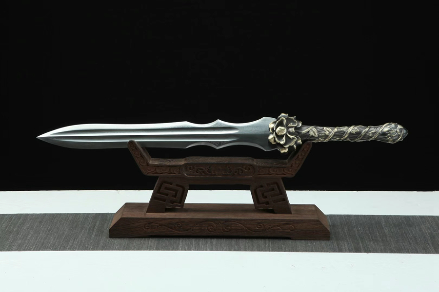 三色铜“青龙刀盘”武士刀（黑檀