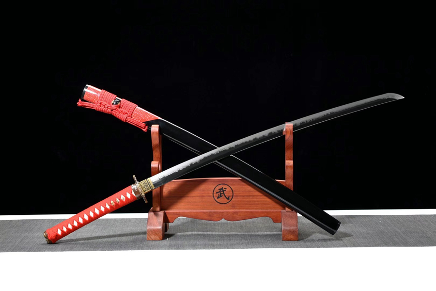 三色铜“青龙刀盘”武士刀（黑檀