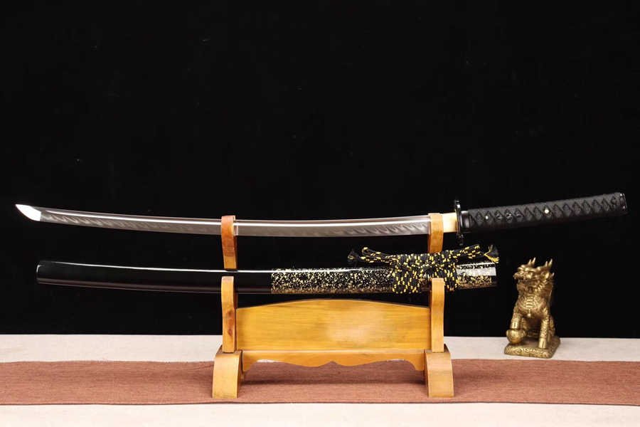 三色铜“青龙刀盘”武士刀（黑檀