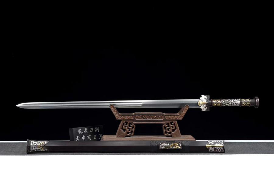 三色铜“青龙刀盘”武士刀（黑檀