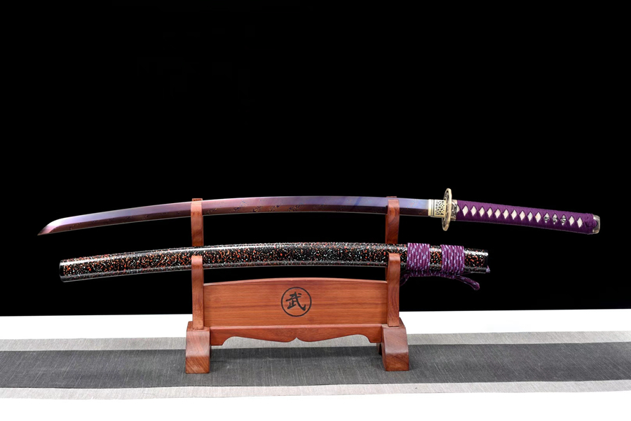 三色铜“青龙刀盘”武士刀（黑檀